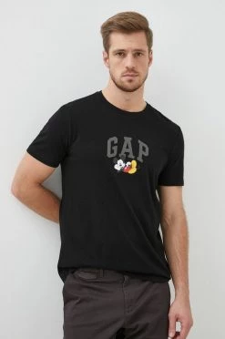 Ανδρικά Μπλουζάκια Βαμβακερό μπλουζάκι GAP Mickey Mouse μαύρο