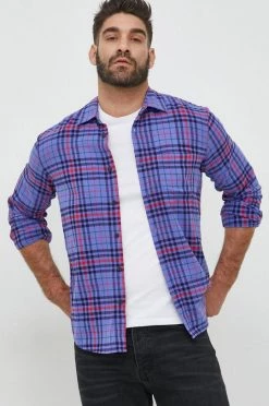 Ανδρικά Πουκάμισα Βαμβακερό πουκάμισο GAP χρώμα: μοβ,