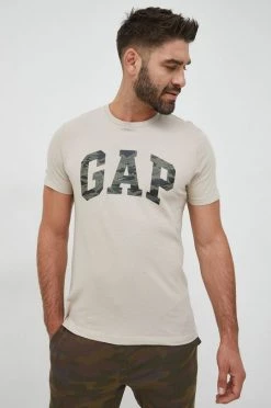 Ανδρικά Μπλουζάκια Βαμβακερό μπλουζάκι GAP μπεζ