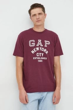 Ανδρικά Μπλουζάκια Βαμβακερό μπλουζάκι GAP μοβ