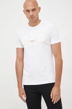 Ανδρικά Μπλουζάκια Βαμβακερό μπλουζάκι GAP άσπρο