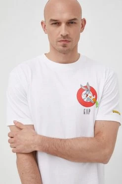 Ανδρικά Μπλουζάκια Βαμβακερό μπλουζάκι GAP άσπρο
