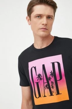 Ανδρικά Μπλουζάκια Βαμβακερό μπλουζάκι GAP μαύρο