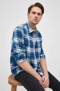 Ανδρικά Πουκάμισα Βαμβακερό πουκάμισο GAP χρώμα: ναυτικό μπλε,