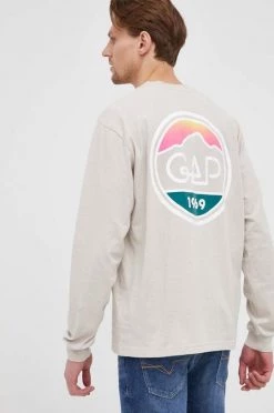 Ανδρικά Μακρυμάνικα Βαμβακερό πουκάμισο με μακριά μανίκια GAP μπεζ