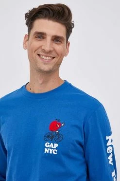 Ανδρικά Μακρυμάνικα Βαμβακερό πουκάμισο με μακριά μανίκια GAP μπλε -Gap Κατάστημα unnamed file 2162