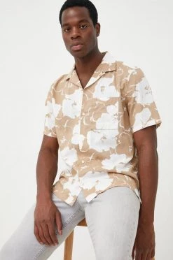 Ανδρικά Πουκάμισα Πουκάμισο από λινό GAP χρώμα: μπεζ,