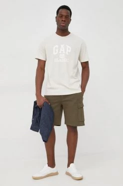 Ανδρικά Μπλουζάκια Βαμβακερό μπλουζάκι GAP μπεζ