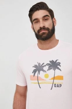 Ανδρικά Μπλουζάκια Βαμβακερό μπλουζάκι GAP ροζ