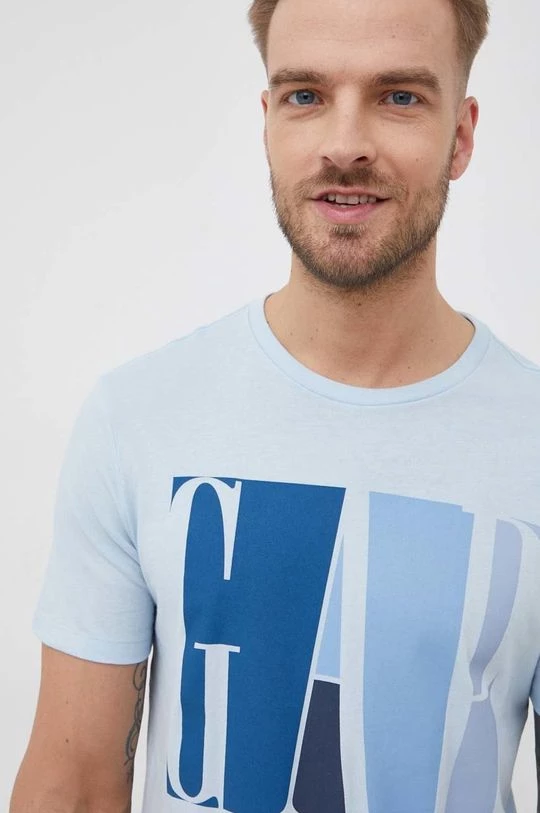 Ανδρικά Μπλουζάκια Βαμβακερό μπλουζάκι GAP ανοιχτό μπλε 6 Ανδρικά Μπλουζάκια Βαμβακερό μπλουζάκι GAP ανοιχτό μπλε - Image 4