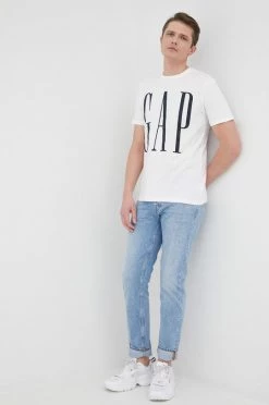 Ανδρικά Μπλουζάκια Βαμβακερό μπλουζάκι GAP άσπρο