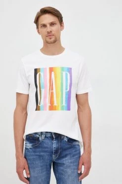 Ανδρικά Μπλουζάκια Βαμβακερό μπλουζάκι GAP άσπρο