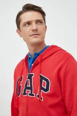 Ανδρικά Με φερμουάρ Μπλούζα GAP κόκκινο, με κουκούλα