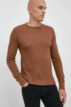 Ανδρικά Μακρυμάνικα Longsleeve GAP καφέ,