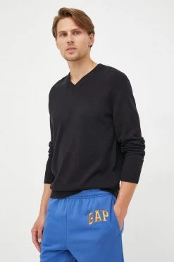 Ανδρικά Χωρίς φερμουάρ Βαμβακερό πουλόβερ GAP χρώμα: μαύρο,
