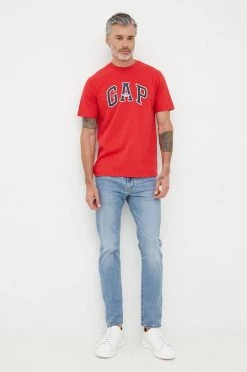 Ανδρικά Μπλουζάκια Βαμβακερό μπλουζάκι GAP κόκκινο -Gap Κατάστημα unnamed file 785