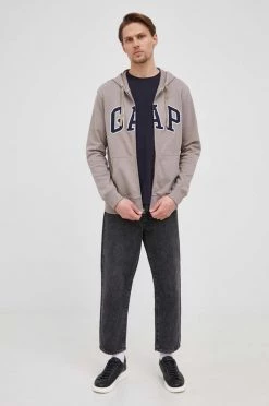 Ανδρικά Με φερμουάρ Βαμβακερή μπλούζα GAP χρώμα: μπεζ, -Gap Κατάστημα unnamed file 854