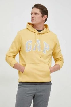 Ανδρικά Χωρίς φερμουάρ Μπλούζα GAP κίτρινο, με κουκούλα